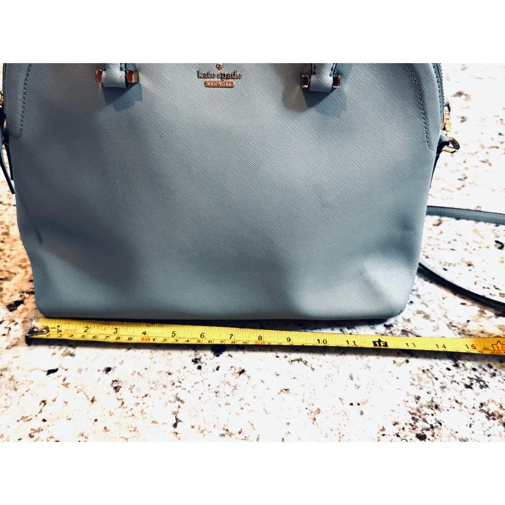 Kate Spade Light Blue Saffiano Leather Dome Satchel Crossbody Bag Gold Hardware